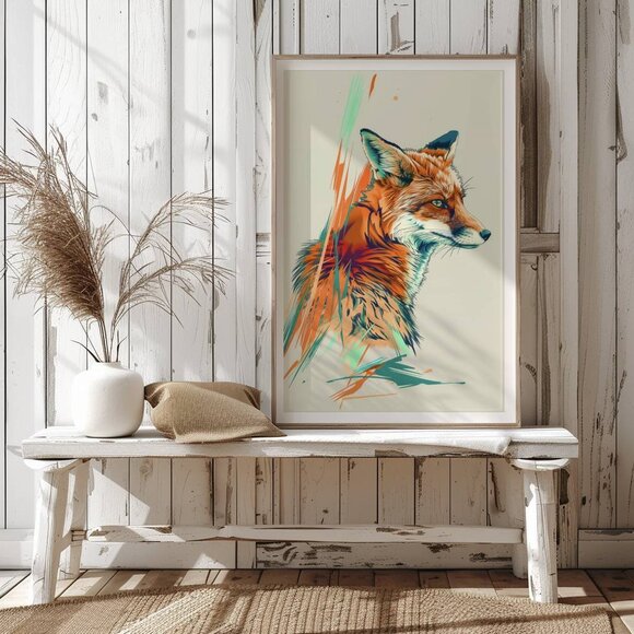 Original Abstract Fox Art Print + Digital Copy, Colorful Vibrant Illustration - Picture 7 of 10